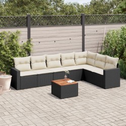 Salon de jardin 8 pcs avec coussins noir résine tressée 526171526171