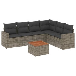 Salon de jardin avec coussins 7 pcs gris résine tressée 526172526172