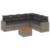 Salon de jardin avec coussins 7 pcs gris résine tressée 526172526172