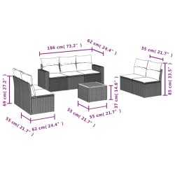Salon de jardin avec coussins 8 pcs beige résine tressée 526174526174