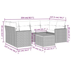 Salon de jardin 7 pcs avec coussins noir résine tressée 526176526176