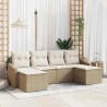 Ensemble de Canapés avec coussin 6 pcs Beige polyrotin 526182526182
