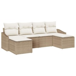 Ensemble de Canapés avec coussin 6 pcs Beige polyrotin 526182526182