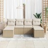Ensemble de Canapés avec coussin 6 pcs Beige polyrotin 526182526182