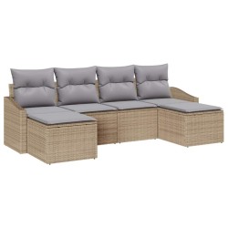 Ensemble de Canapés avec coussin 6 pcs Beige polyrotin 526183526183