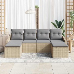 Ensemble de Canapés avec coussin 6 pcs Beige polyrotin 526183526183