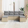 Ensemble de Canapés avec coussin 6 pcs Beige polyrotin 526183526183