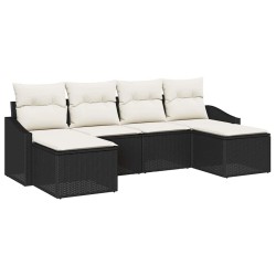 Ensemble de Canapés avec coussin 6 pcs Noir polyrotin 526185526185