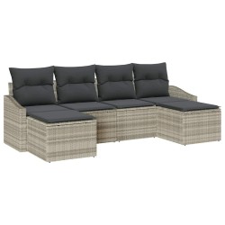 Ensemble de Canapés avec coussin 6 pcs Gris clair polyrotin 526189526189
