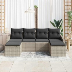 Ensemble de Canapés avec coussin 6 pcs Gris clair polyrotin 526189526189