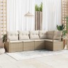 Ensemble de Canapés avec coussin 5 pcs Beige polyrotin 526191526191