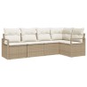 Ensemble de Canapés avec coussin 5 pcs Beige polyrotin 526191526191