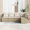 Ensemble de Canapés avec coussin 5 pcs Beige polyrotin 526191526191