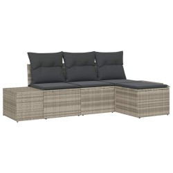 Ensemble de canapé de jardin 4 pcs Gris clair polyrotin 526194526194