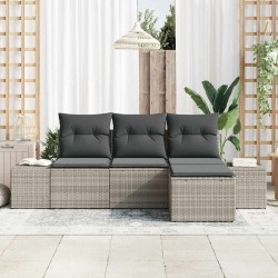 Ensemble de canapé de jardin 4 pcs Gris clair polyrotin 526194526194