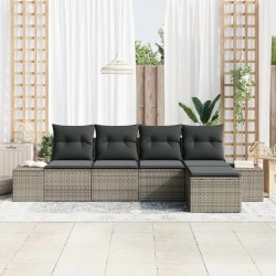 Ensemble de canapé de jardin avec coussin 5 pcs Gris polyrotin 526196526196