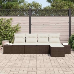 Ensemble de canapé de jardin 5 pcs Marron polyrotin 526197526197