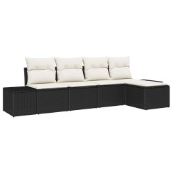 Ensemble de canapé de jardin avec coussin 5 pcs Noir polyrotin 526198526198