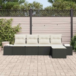 Ensemble de canapé de jardin avec coussin 5 pcs Noir polyrotin 526198526198