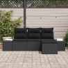 Ensemble de canapé de jardin avec coussin 4 pcs Noir polyrotin 526199526199