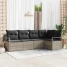 Ensemble de Canapés avec coussin 5 pcs Gris clair polyrotin 526201526201