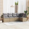 Ensemble de Canapés avec coussin 5 pcs Beige polyrotin 526202526202