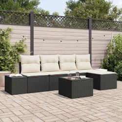 Ensemble de canapé de jardin avec coussin 6 pcs Noir polyrotin 526203526203