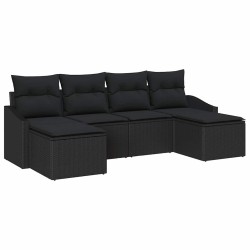 Ensemble de Canapés avec coussin 6 pcs Noir polyrotin 526204526204