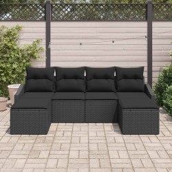 Ensemble de Canapés avec coussin 6 pcs Noir polyrotin 526204526204