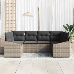 Ensemble de Canapés avec coussin 6 pcs Gris polyrotin 526205526205
