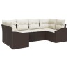 Ensemble de Canapés avec coussin 6 pcs Marron polyrotin 526206526206