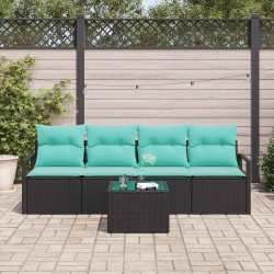 Ensemble de Canapés 5 pcs Noir et turquoise polyrotin 526207526207