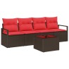 Ensemble de Canapés 5 pcs Marron et rouge polyrotin 526208526208