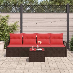 Ensemble de Canapés 5 pcs Marron et rouge polyrotin 526208526208