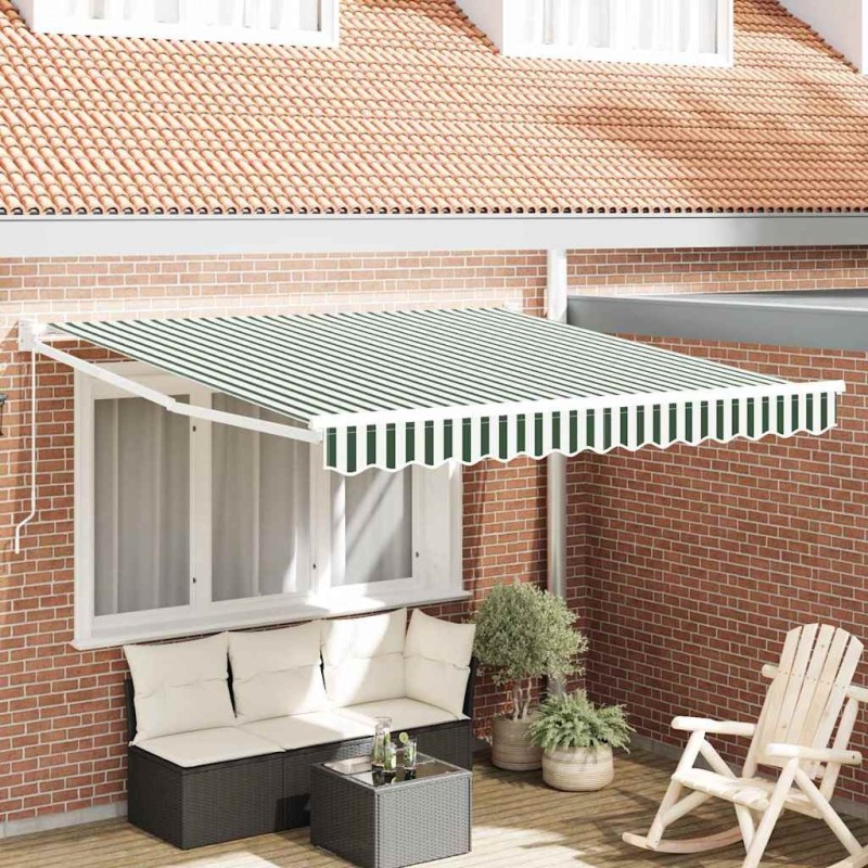 Auvent Rétractable Vert et blanc 350 x 250 cm 526210526210