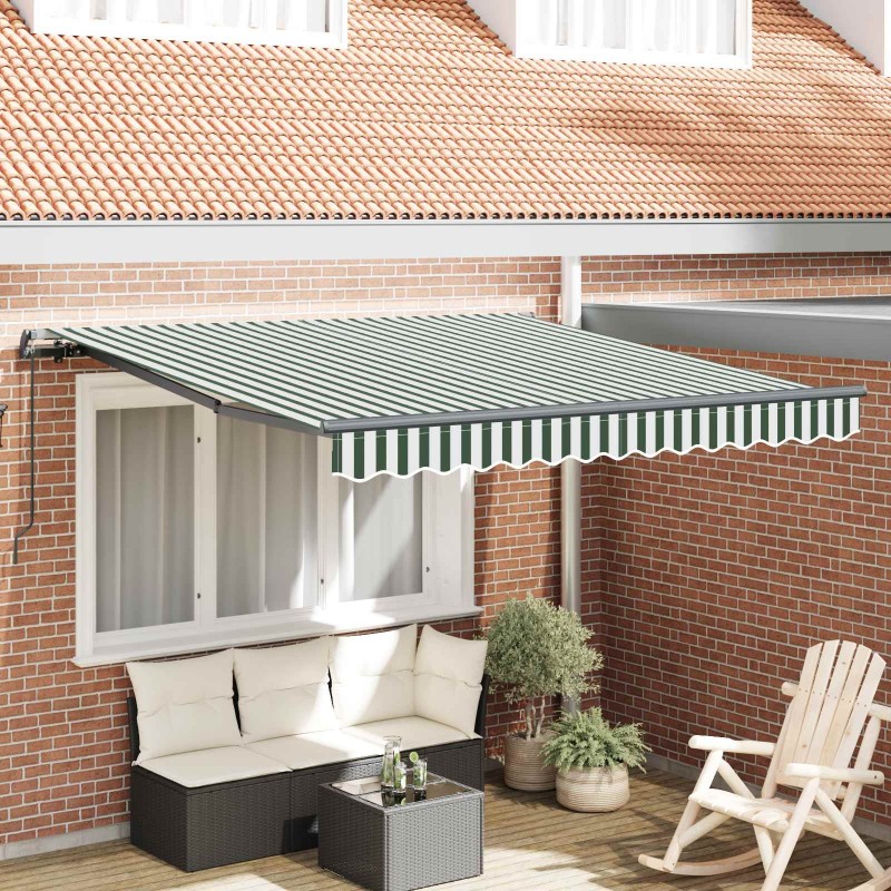 Auvent Rétractable Vert et blanc 350 x 250 cm 526212526212