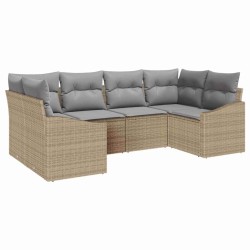 Ensemble de Canapés avec coussin 6 pcs Beige polyrotin 526213526213