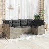 Ensemble de Canapés avec coussin 6 pcs Gris clair polyrotin 526214526214