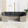 Ensemble de Canapés avec coussin 6 pcs Gris clair polyrotin 526214526214