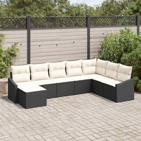 Ensemble de Canapés avec coussin 8 pcs Noir polyrotin 526216526216