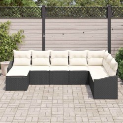 Ensemble de Canapés avec coussin 8 pcs Noir polyrotin 526216526216