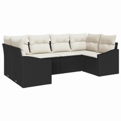Ensemble de Canapés avec coussin 6 pcs Noir polyrotin 526217526217