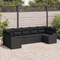 Ensemble de Canapés avec coussin 7 pcs Noir polyrotin 526219526219