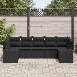 Ensemble de Canapés avec coussin 7 pcs Noir polyrotin 526219526219
