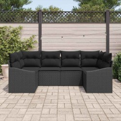 Ensemble de Canapés avec coussin 6 pcs Noir polyrotin 526220526220
