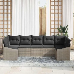 Ensemble de Canapés avec coussin 7 pcs Gris clair polyrotin 526221526221