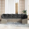 Ensemble de Canapés avec coussin 7 pcs Gris clair polyrotin 526221526221