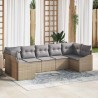 Ensemble de Canapés avec coussin 7 pcs Beige polyrotin 526222526222