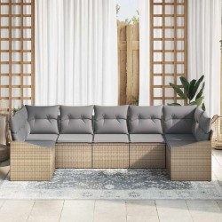 Ensemble de Canapés avec coussin 7 pcs Beige polyrotin 526222526222