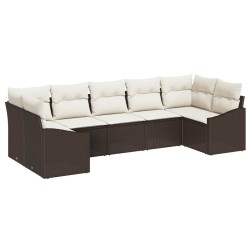 Ensemble de Canapés avec coussin 7 pcs Marron polyrotin 526223526223